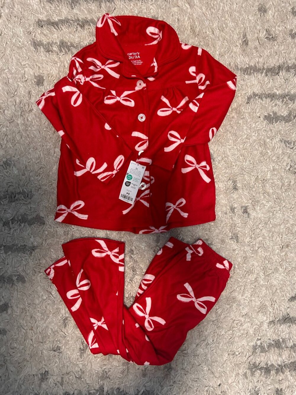3/$15 🟣 NWT Carters toddler girls flannel holiday pjs, size 3T